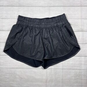 Lululemon Tracker Short V Women Size 8 Black Sparkle Foil Metallic Shorts